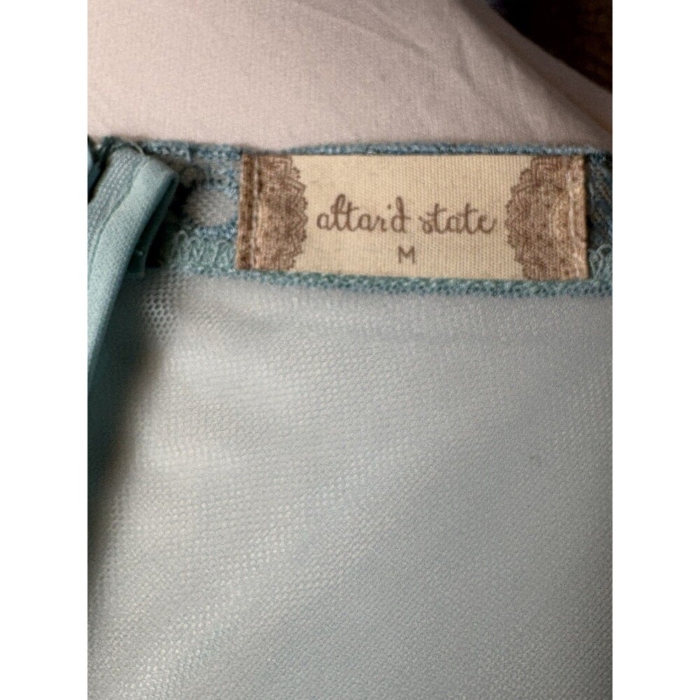 Altar’d State Mariska Maxi Dress M Sea Blue Embroidered Mesh Boho NWT - Picture 6 of 11